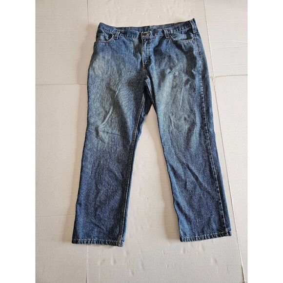 Carhartt Men 40X30 Blue Traditional Fit Work Denim Jeans Pants Medium Wash Chore - Picture 12 of 12